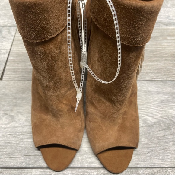 Jessica Simpson brown leather ankle boots open toe size 8.5M - Picture 9 of 10
